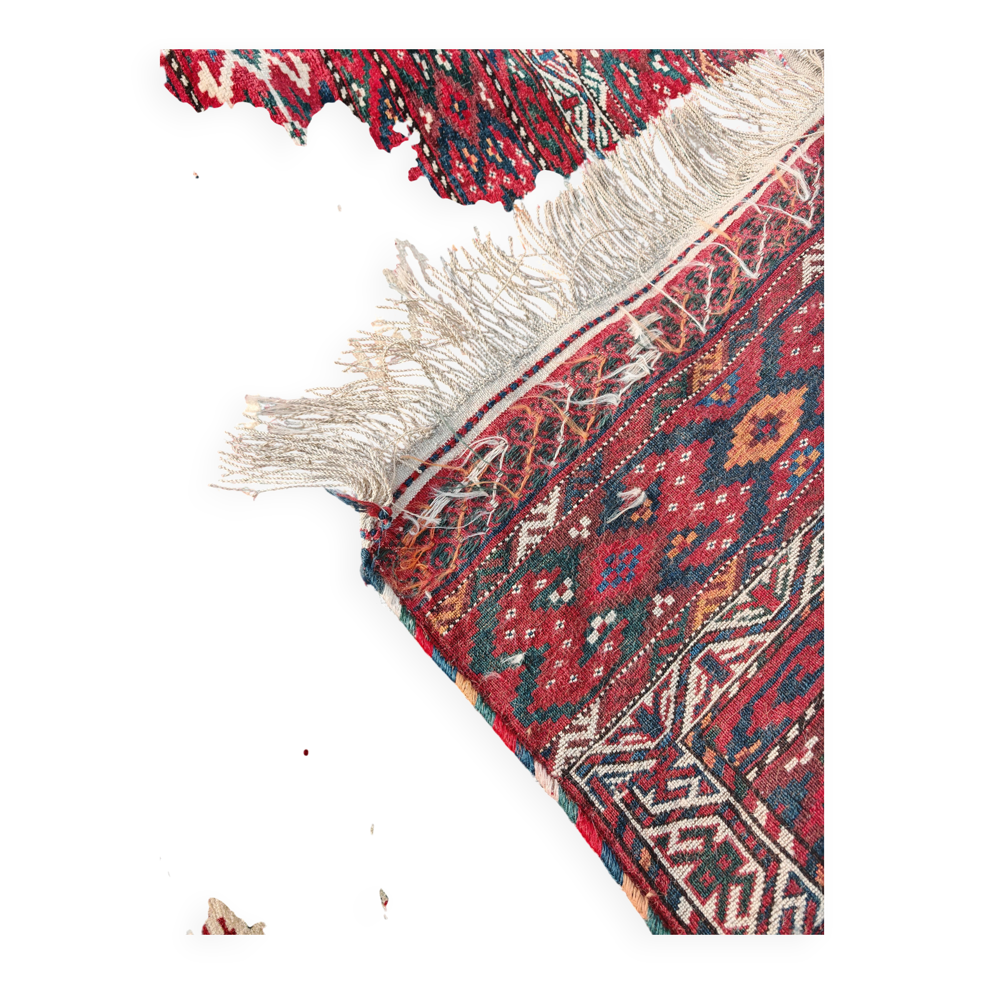 Antique Yomud Jaffarbai Turkmen rug, handwoven from the 1880s.