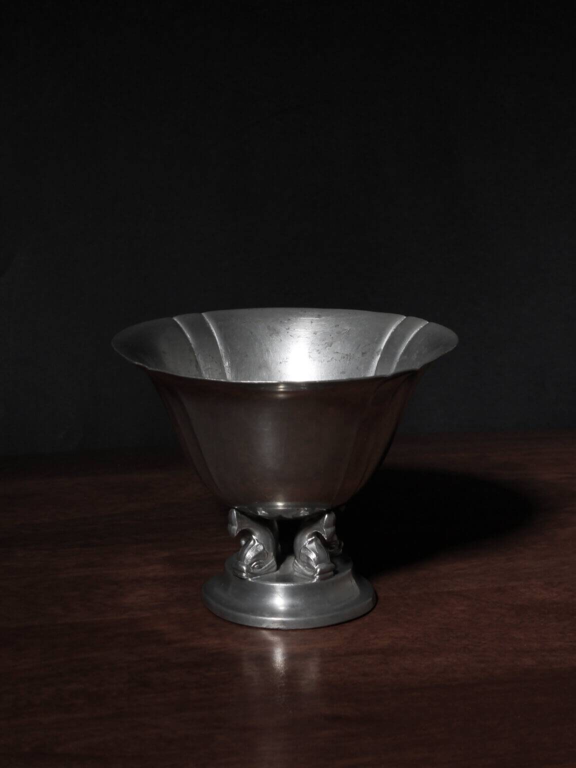 Art Deco Pewter Dolphins Bowl From GAB, 1935, Sweden