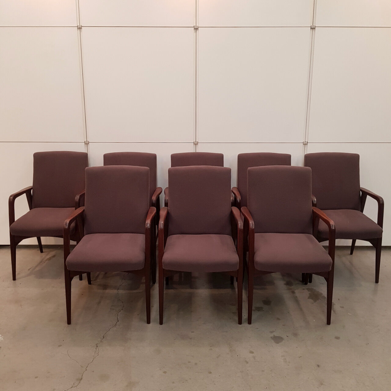 Set of 8 Danish teak armchairs