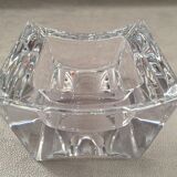 Gros cendrier en cristal massif moderniste design monogramme "sa" art