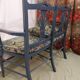Pretty painted and upholstered bench in green and blue.