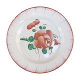 Assiette en faience de l'est rose rouge 19eme Luneville islettes st clement nº2