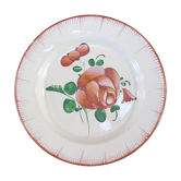 Assiette en faience de l'est rose rouge 19eme Luneville islettes st clement nº2