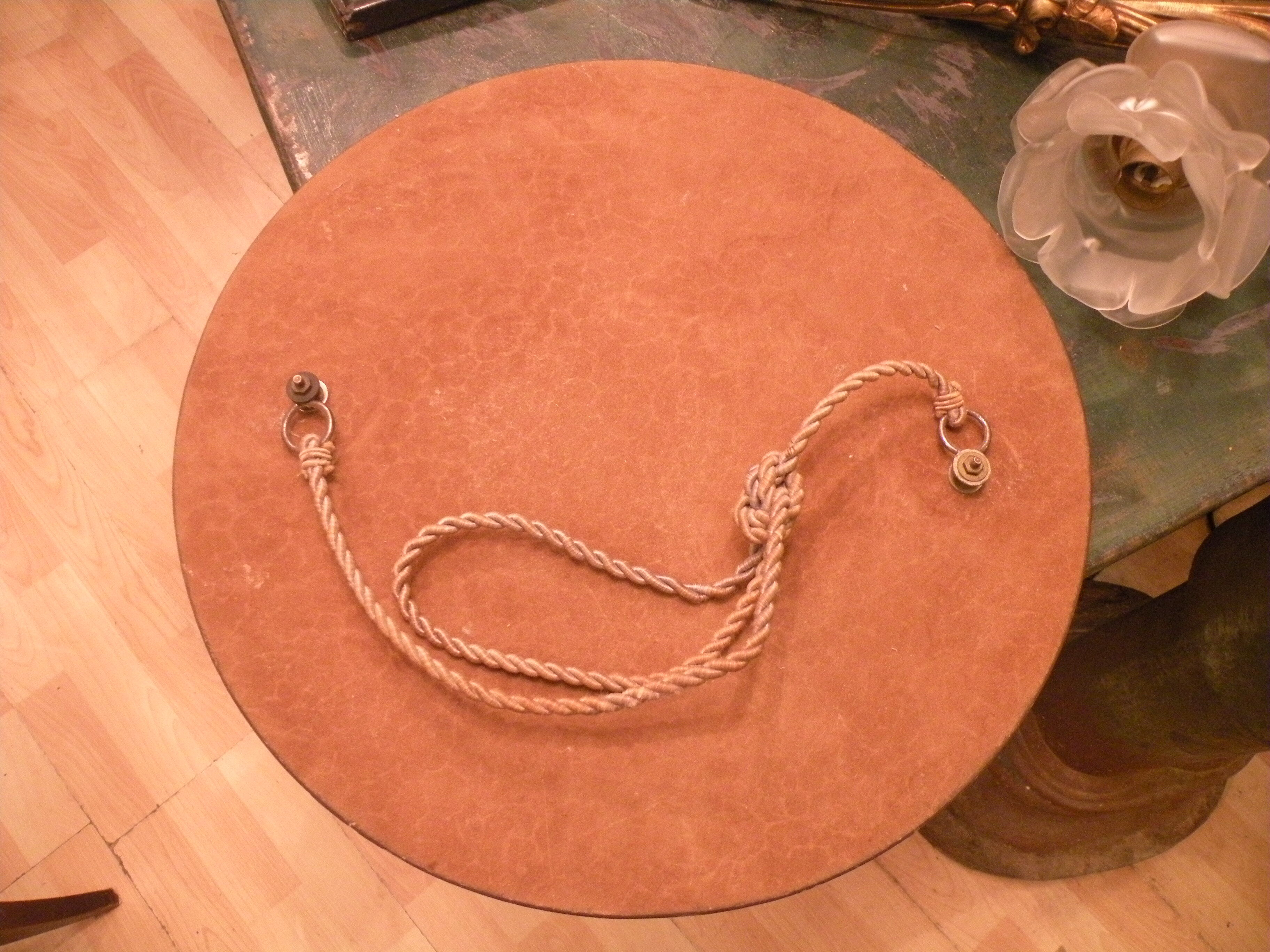 Mirror 1950s, wavy décor, 38 cm