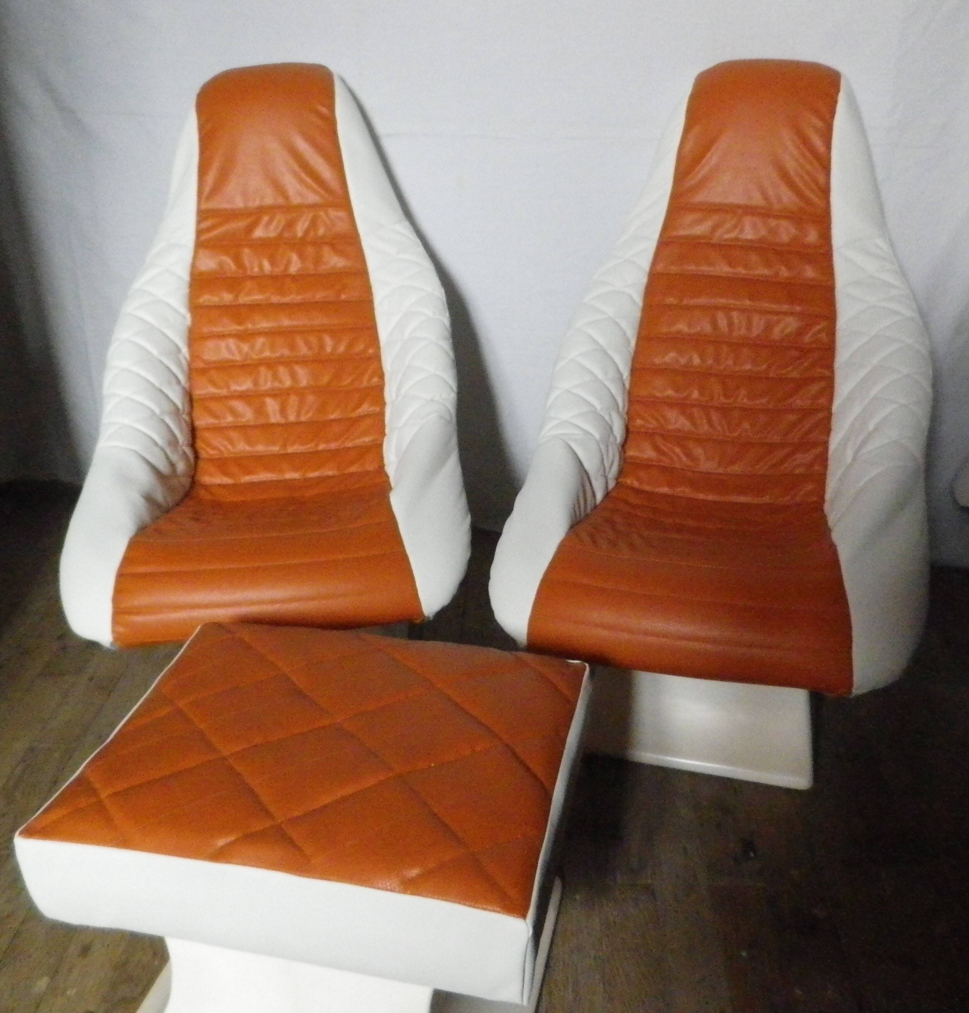 rare vintage bucket seat and footrest set