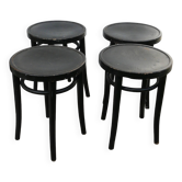 Série de 4 Tabourets bistrots bois cintré noirs