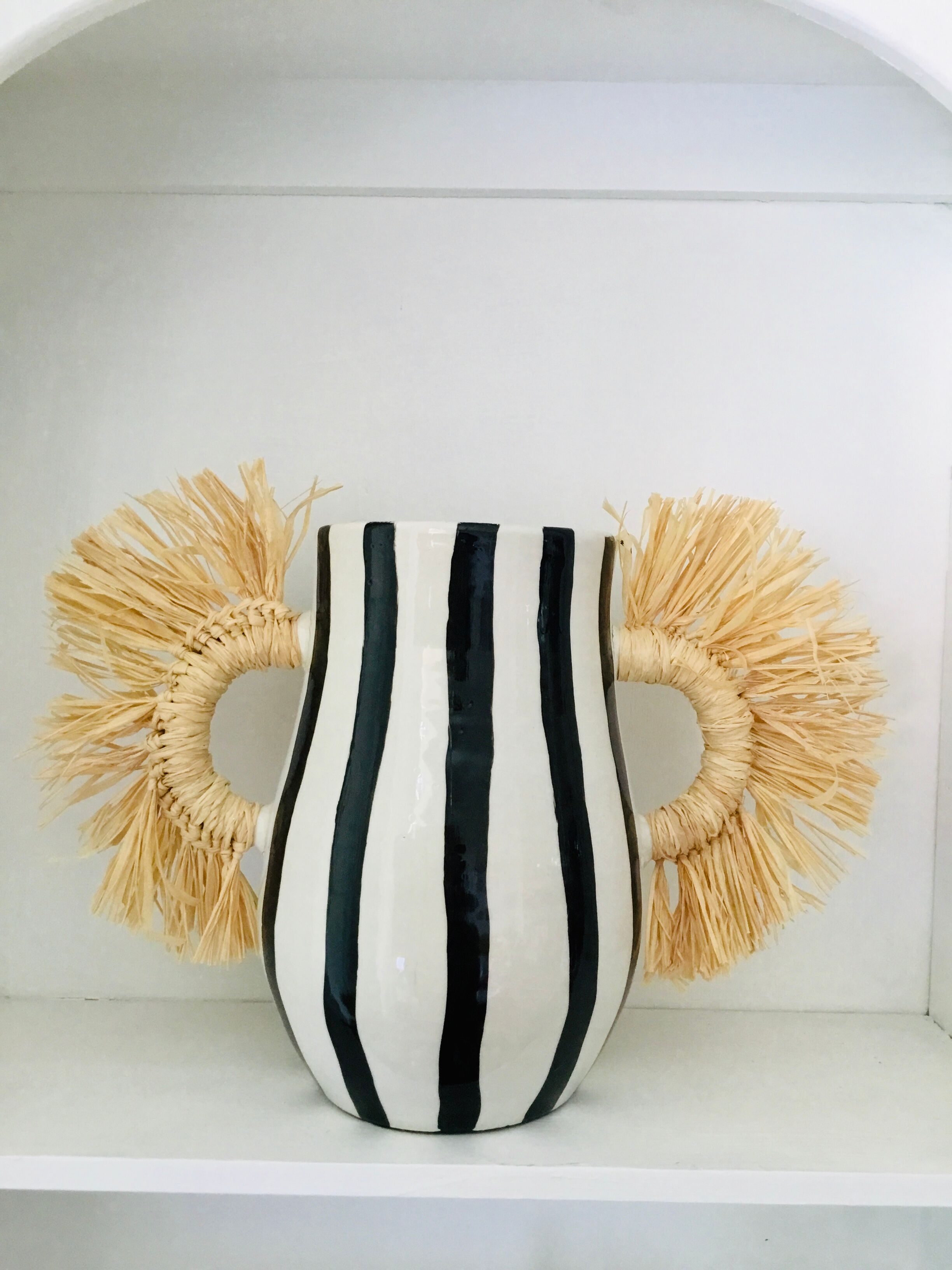 Black and white amphora vase