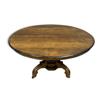 Table pedestal table Napoleon III era in walnut and blackened wood around 1850