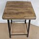 Old workshop stool in wood + wrought iron