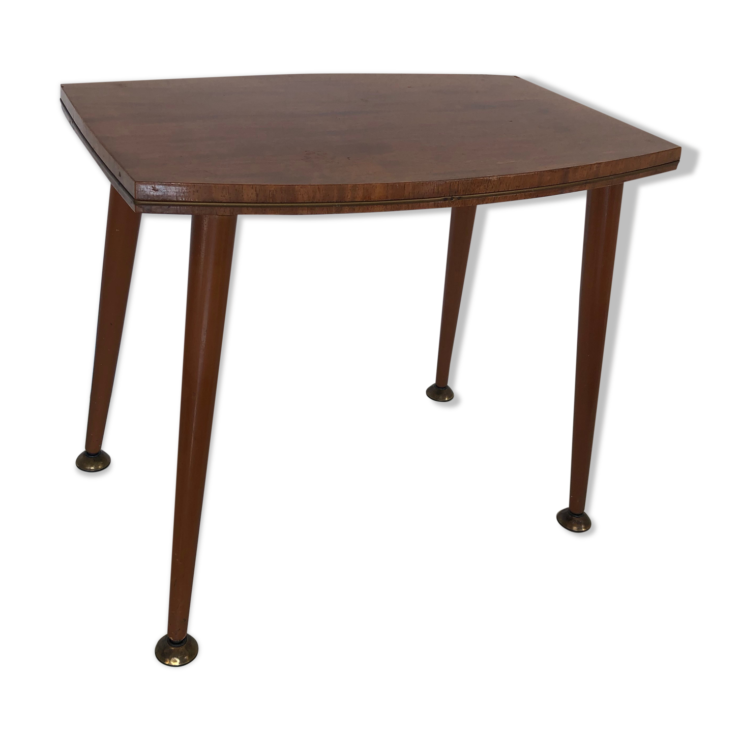 table vintage 1960 basse anglaise bois laiton - 50 x 32 cm