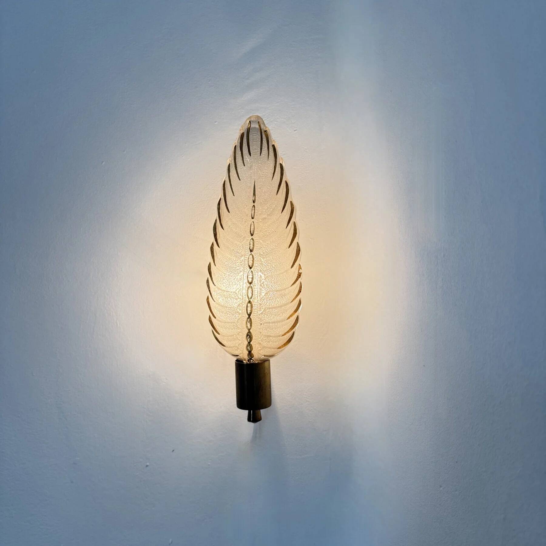Art Deco brass and glass sconce by Ezan, France, 1940s
