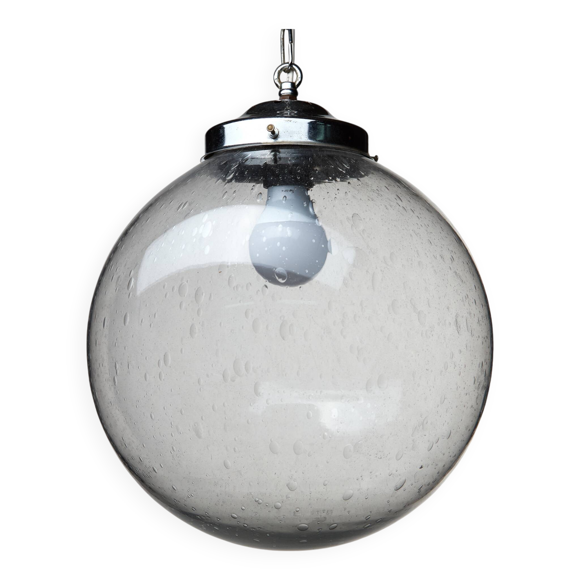 Glass and chrome globe pendant