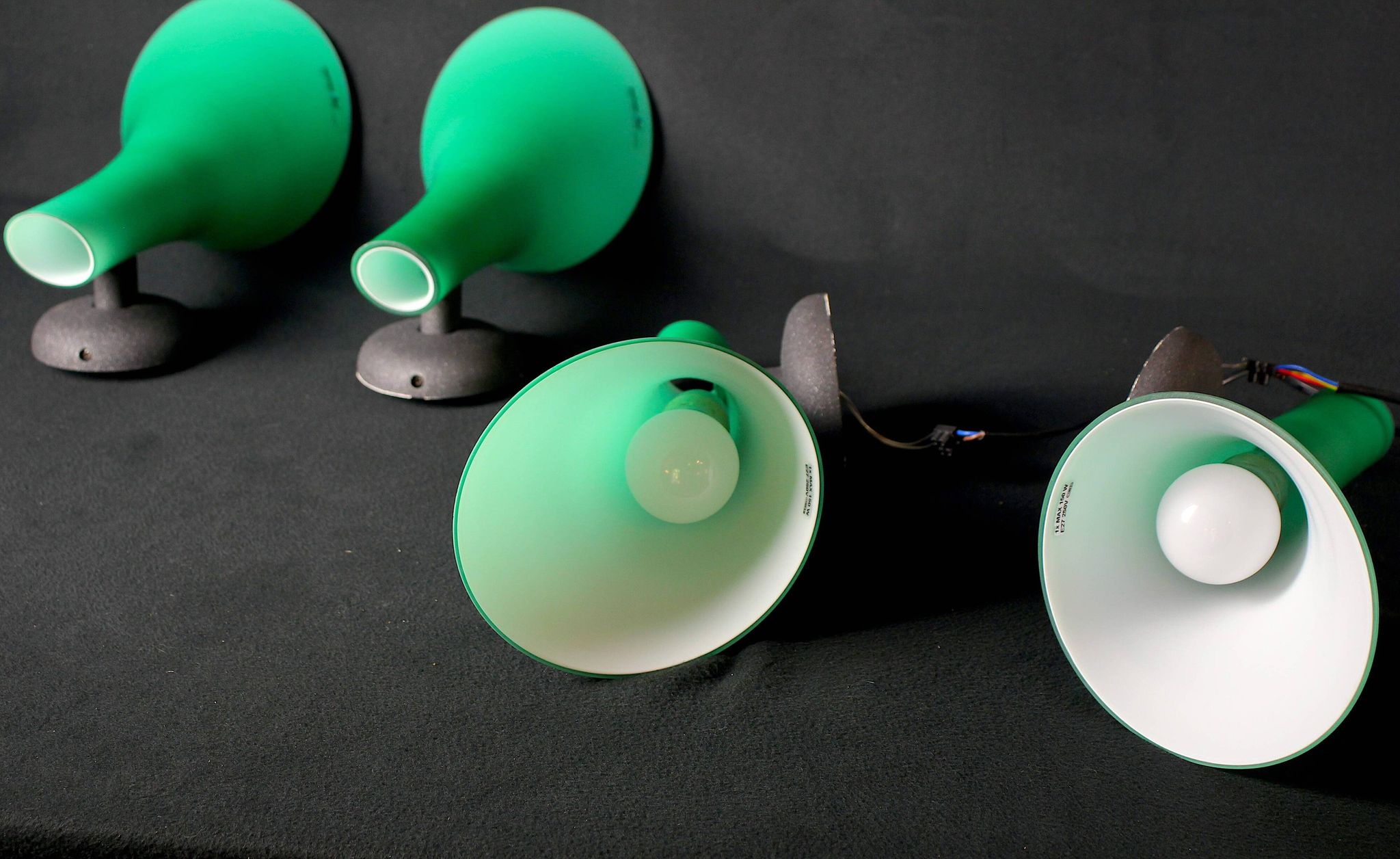 Set of four green Murano glass sconces, by Carlo Nason for "Murano Due", Italy