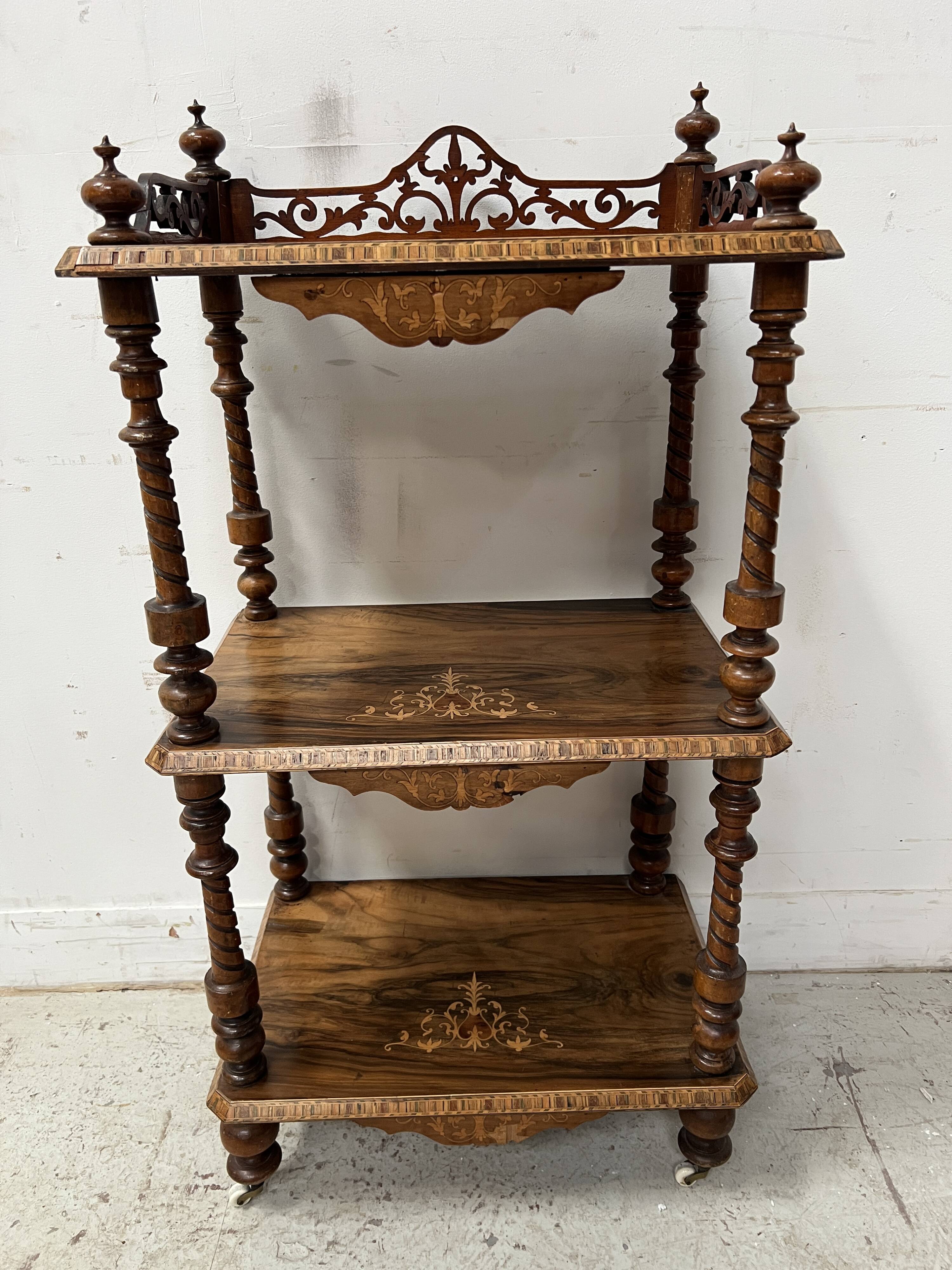 Napoleon III display stand in marquetry mahogany, 19th century.