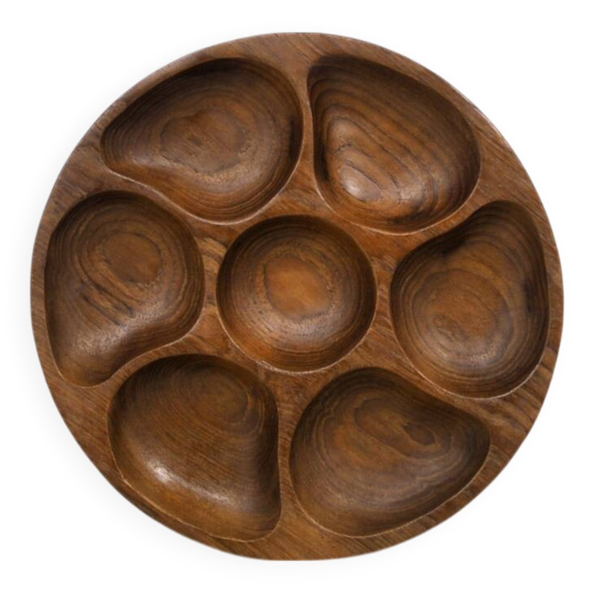 vintage teak round snack bowl