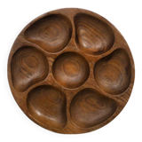 vintage teak round snack bowl