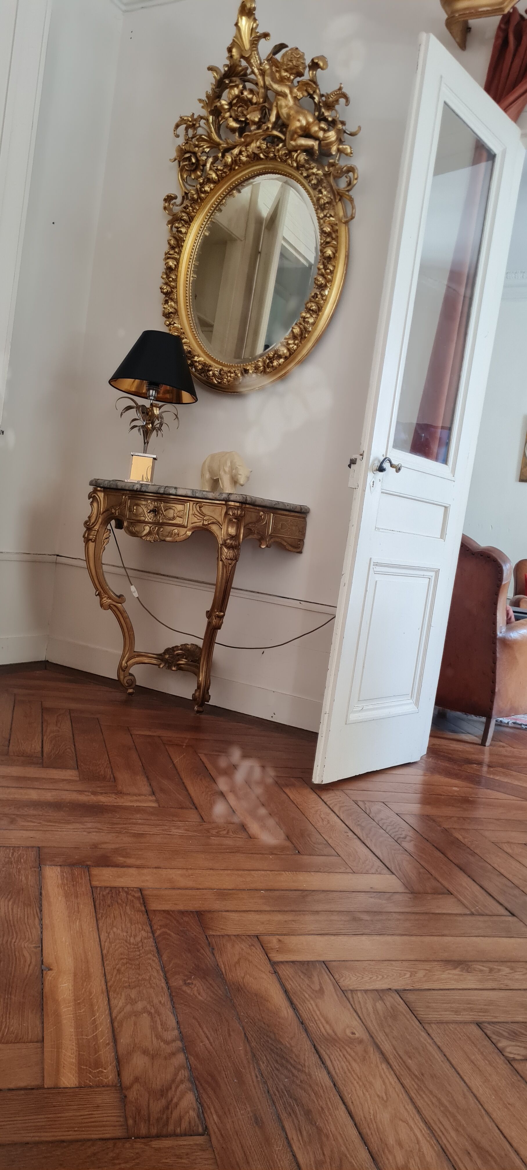 Mirror trumeau gilded wood and patinated XIX century
