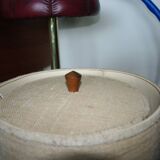 Vintage two-tone teak and linen desk lamp by fog et morup denmark 1960s