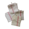 4 old cloths in linen with red stripes