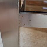 Brushed steel coffee table frame without glass - 1970s