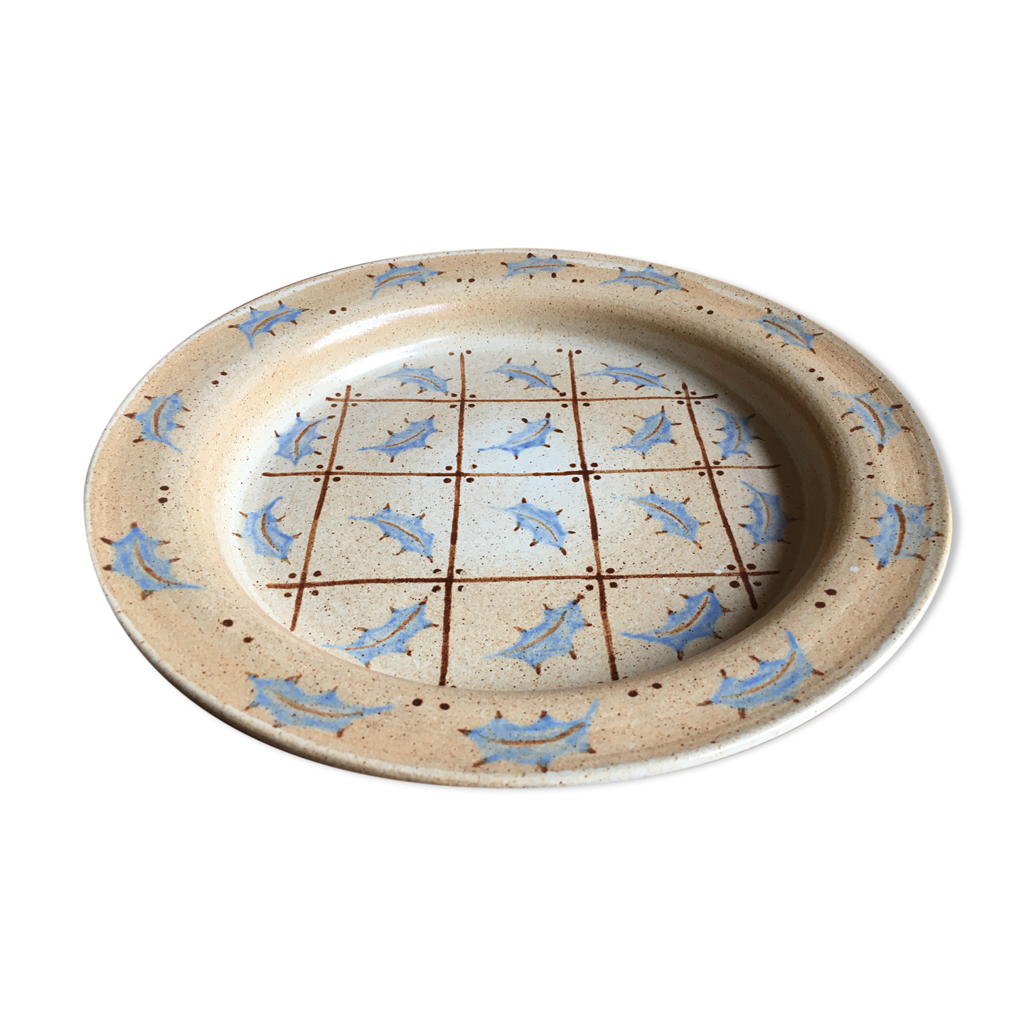 Pot rond en grès blanc émaillé blanc/beige – Olivier Noël