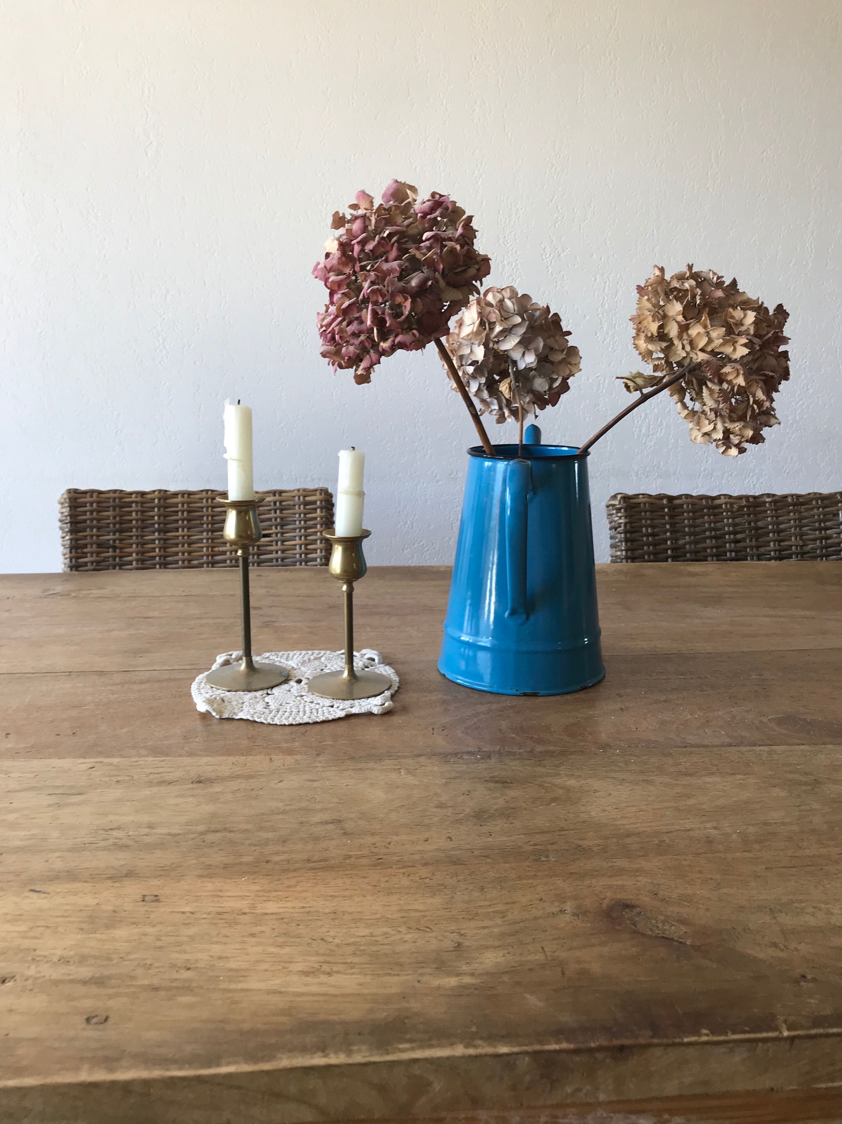 Blue enamel teapot