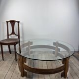 Table basse ronde scandinave en teck 1970