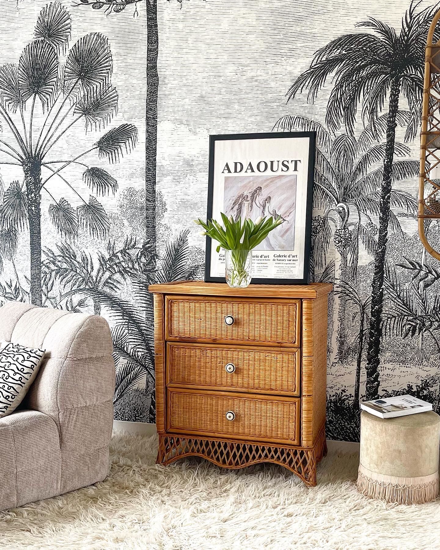 Commode vintage en rotin