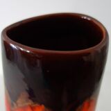 Large vintage Fat lava and enamel vase, H40cm