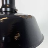 Industrial Black Enamel Factory Lamp with Porcelain Top, 1950s