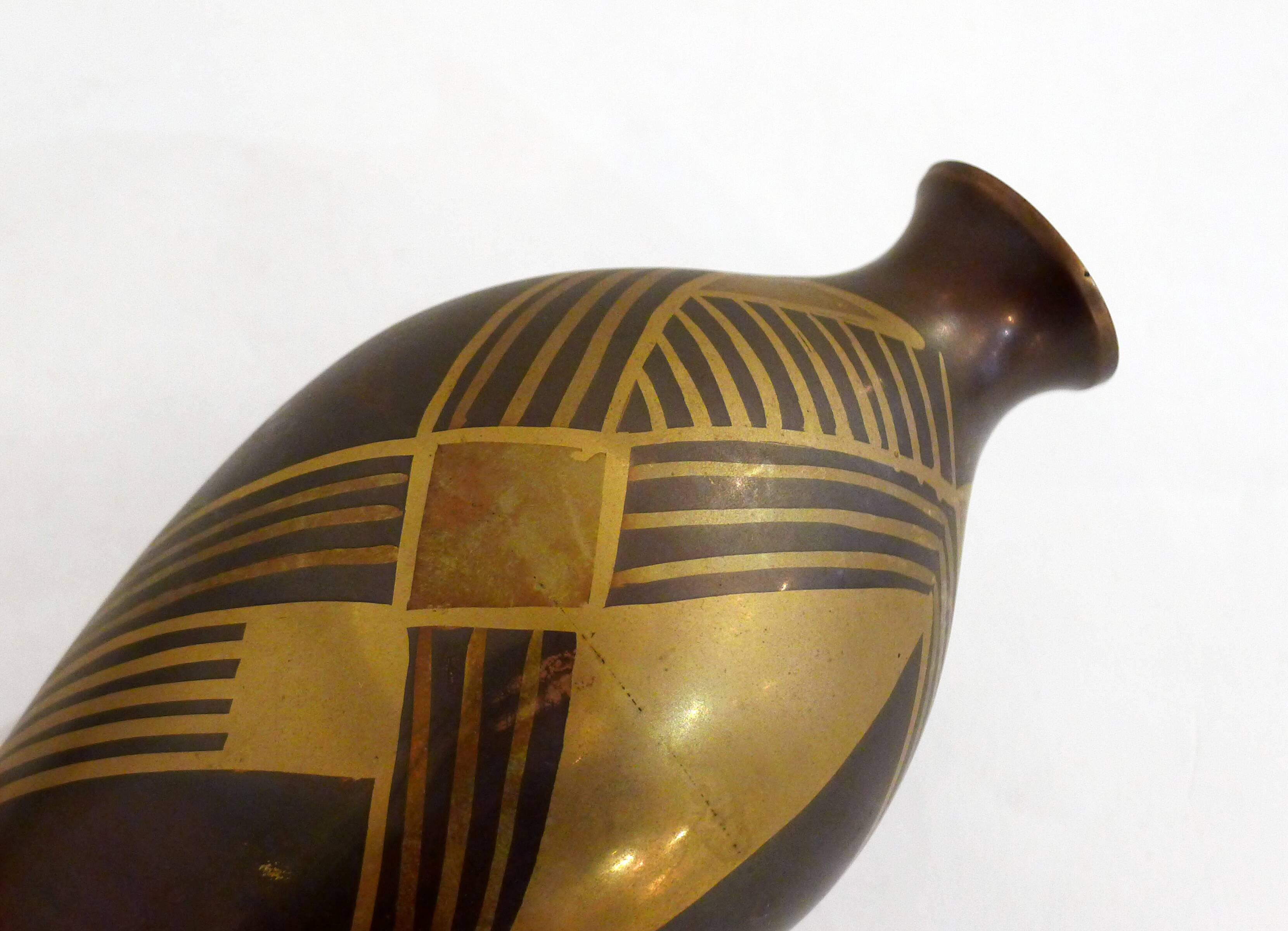 Small art deco copperware vase