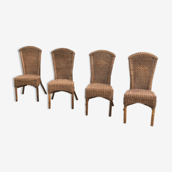 Série de quatre chaises en rotin