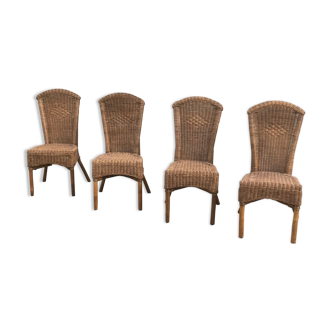 Series of four rattan chairs