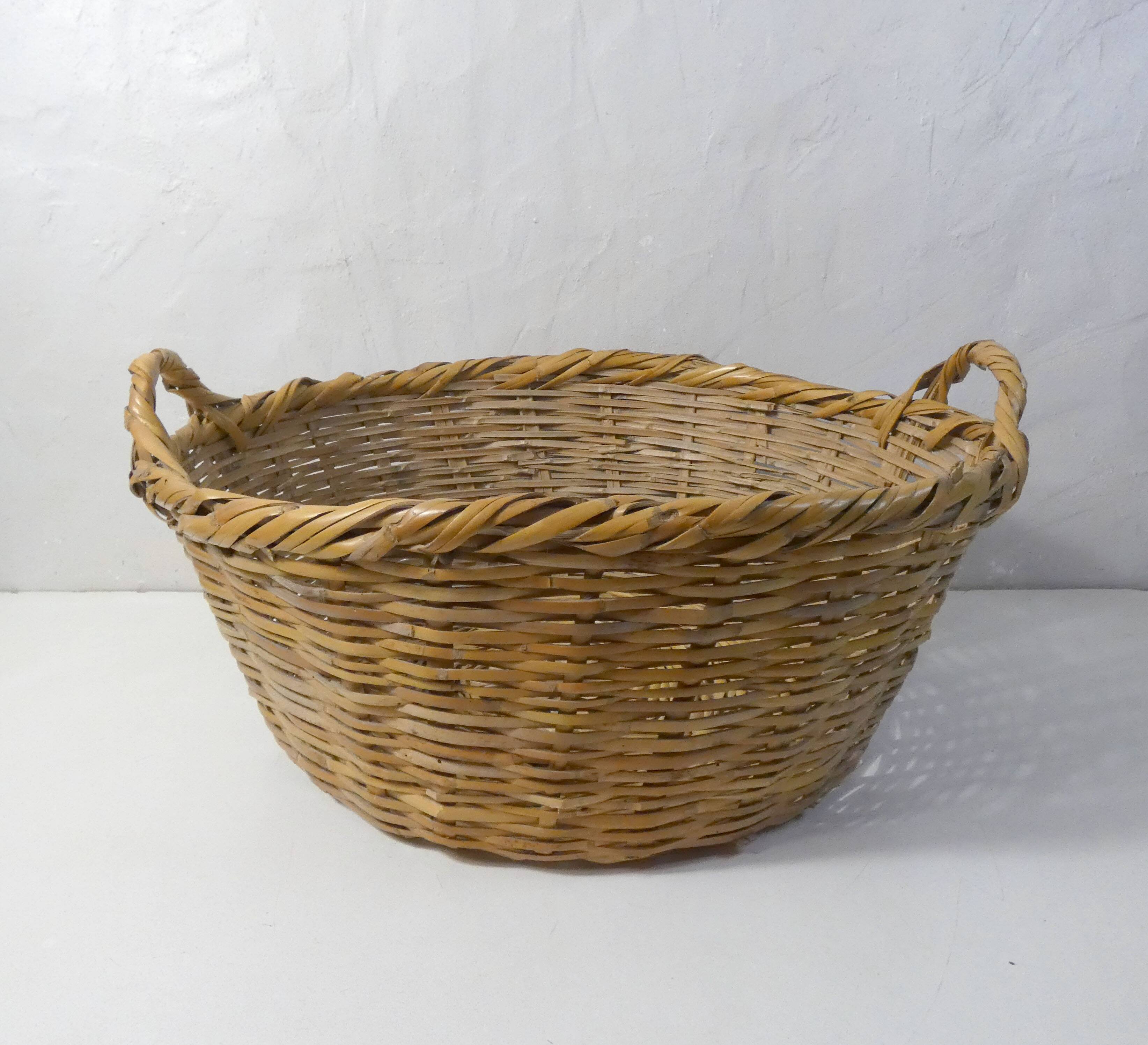 large vintage rattan basket