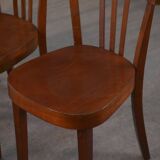 Set of 5 beech bistro chairs from the 1950s