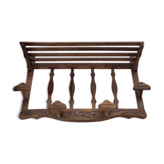 Porte manteau mural avec étagère en bois vintage