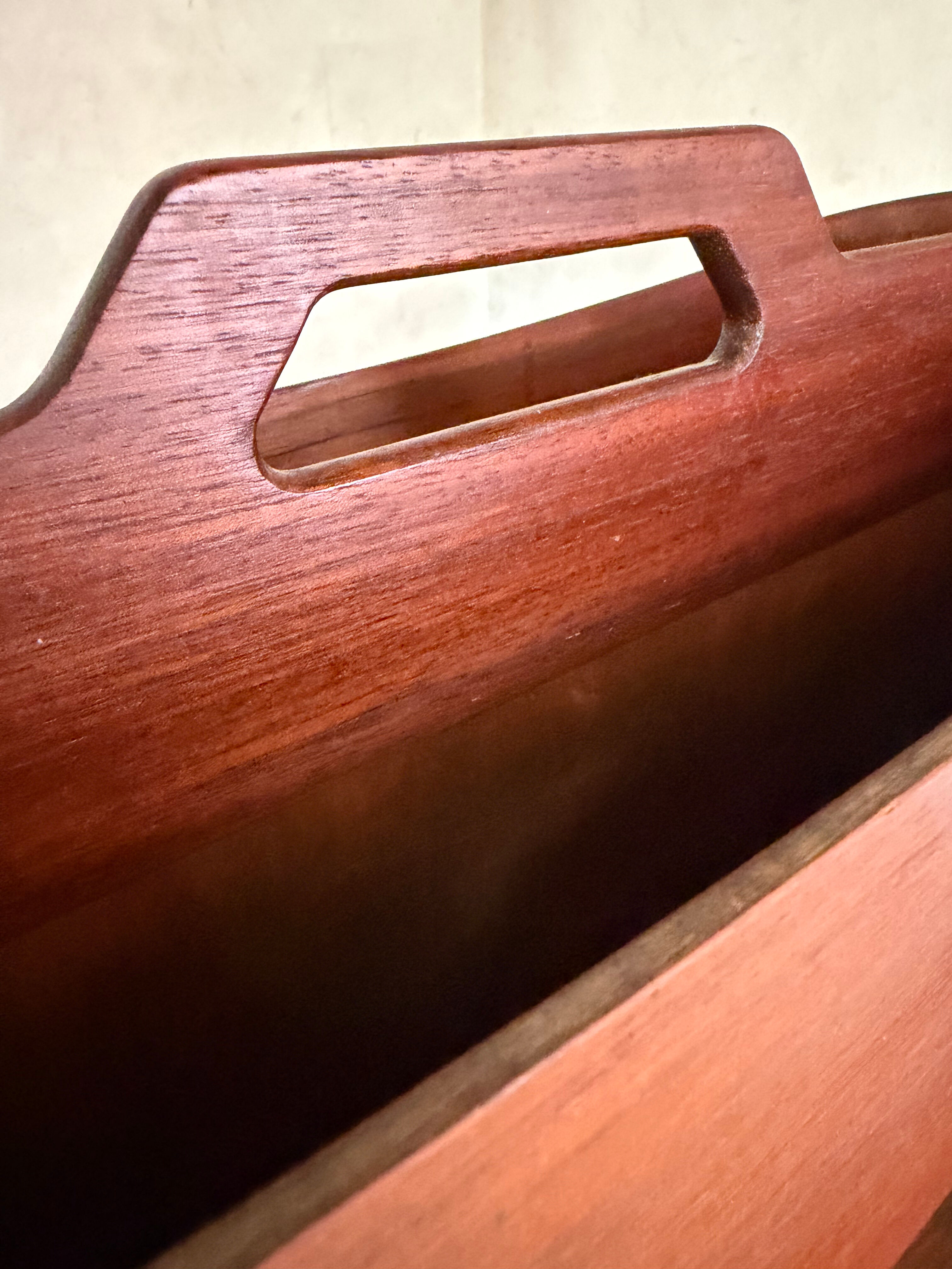 Vintage Scandinavian teak magazine rack