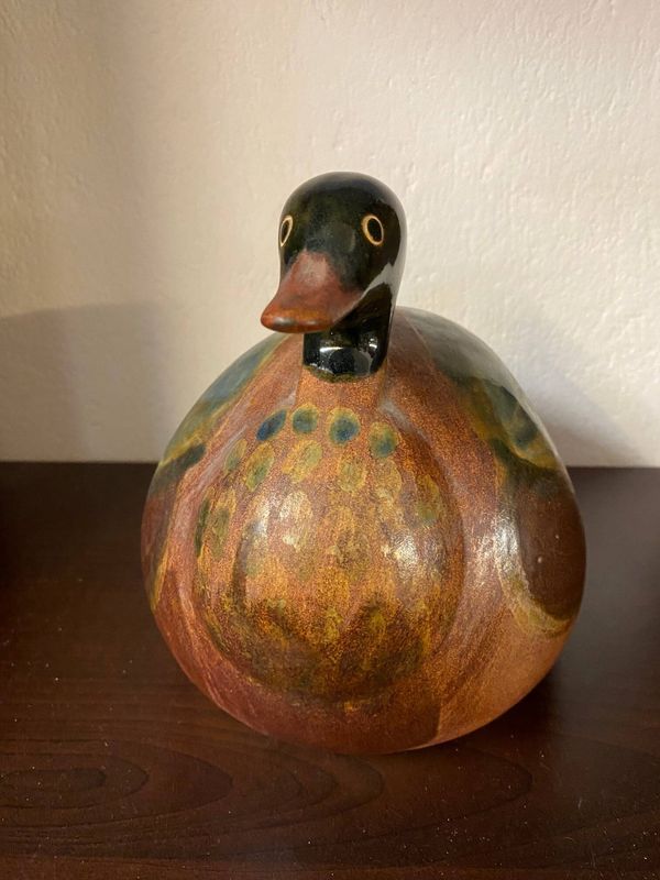 Sculpture canard ceramique signee jean marc bullot