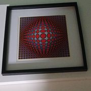 Tableau Vintage Art Optique - Victor Vasarely - Frame 40x40cm