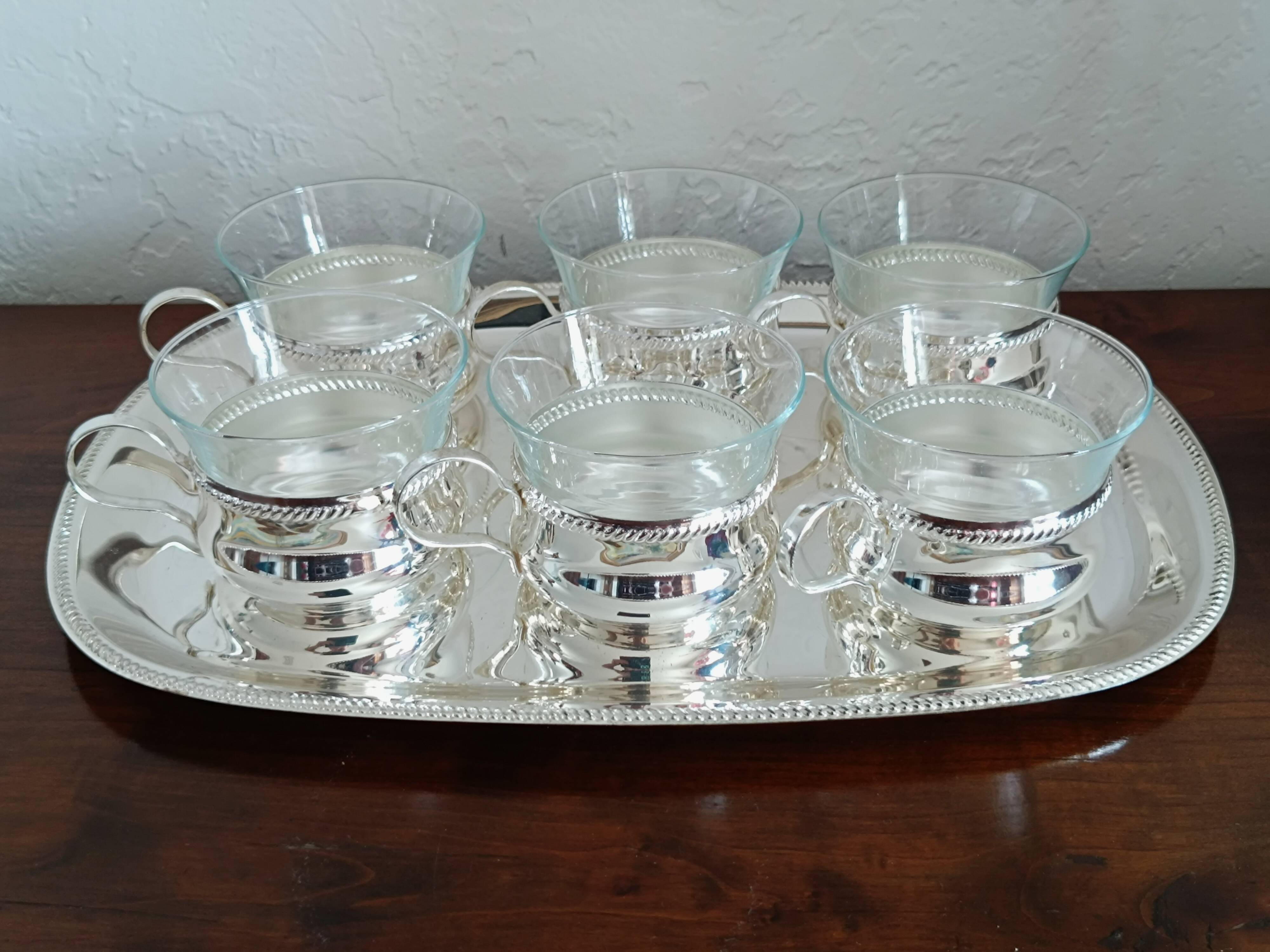 6-cup tea set and silver tray