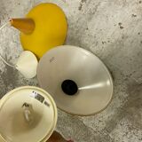 Duo of yellow glass pendant lamps