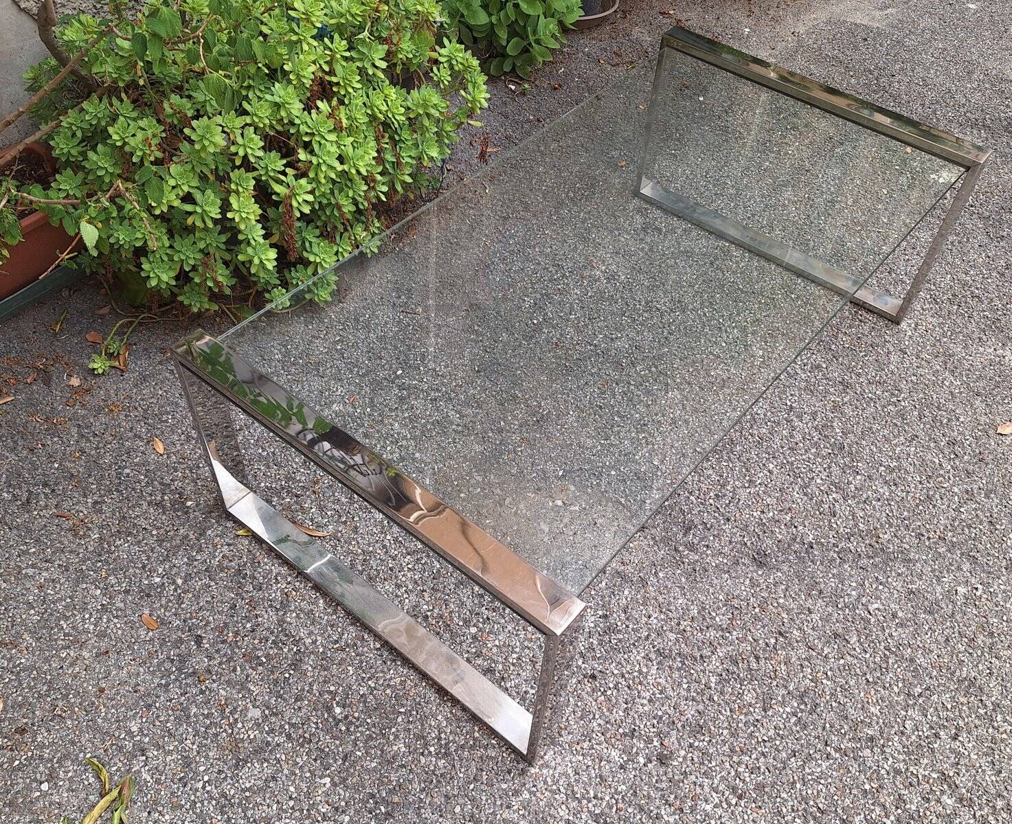 Coffee Table in Chrome and Glass, 1960s