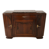Art Deco buffet in carved wood and black marble, 1930s