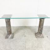 Vintage marble column console table Italy, 1960s