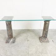 Vintage marble column console table Italy, 1960s