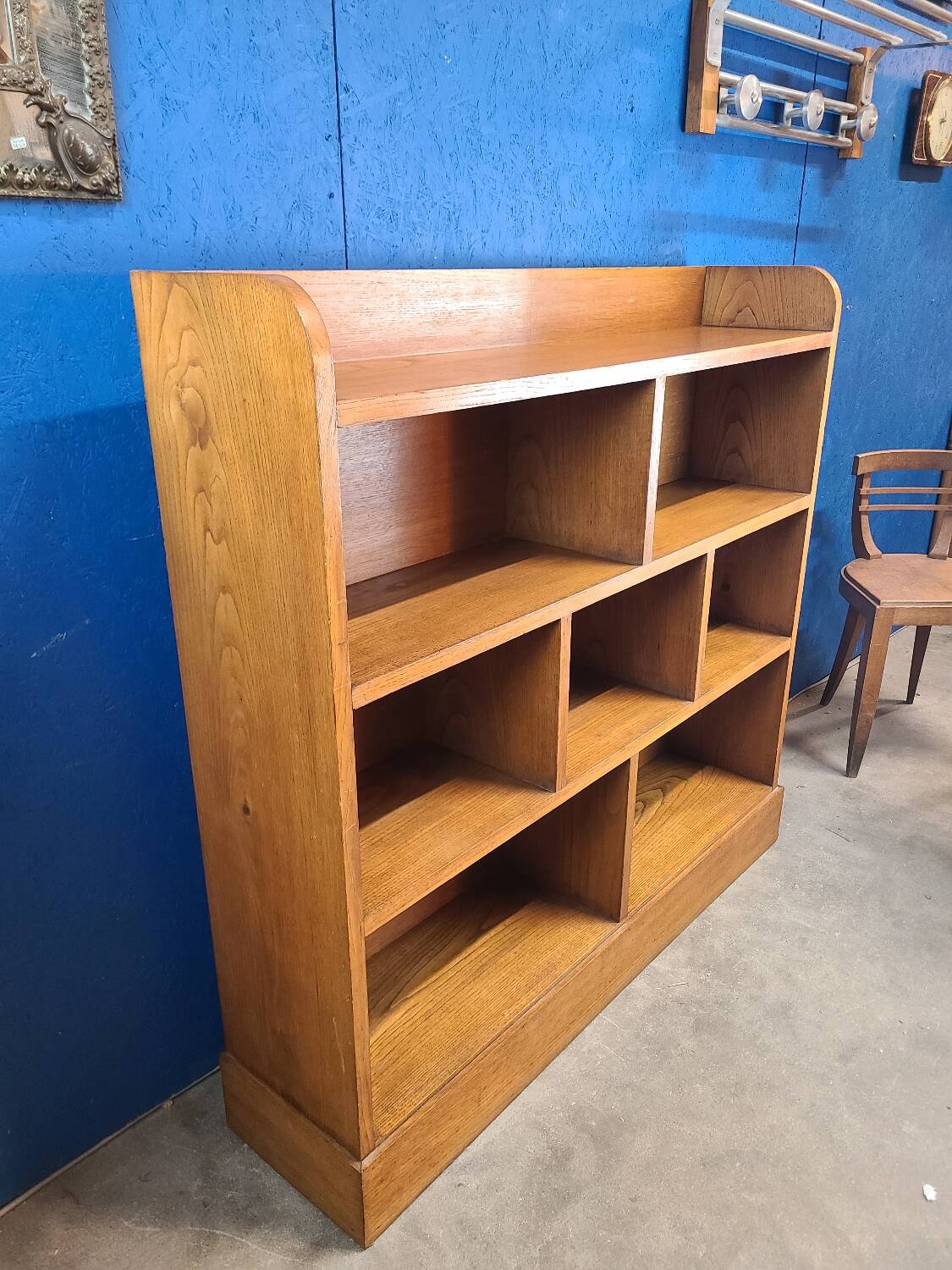 Large shelf, vintage solid oak bookcase from the 60s
