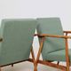 Pair of vintage long chairs mint green bouclé 1970