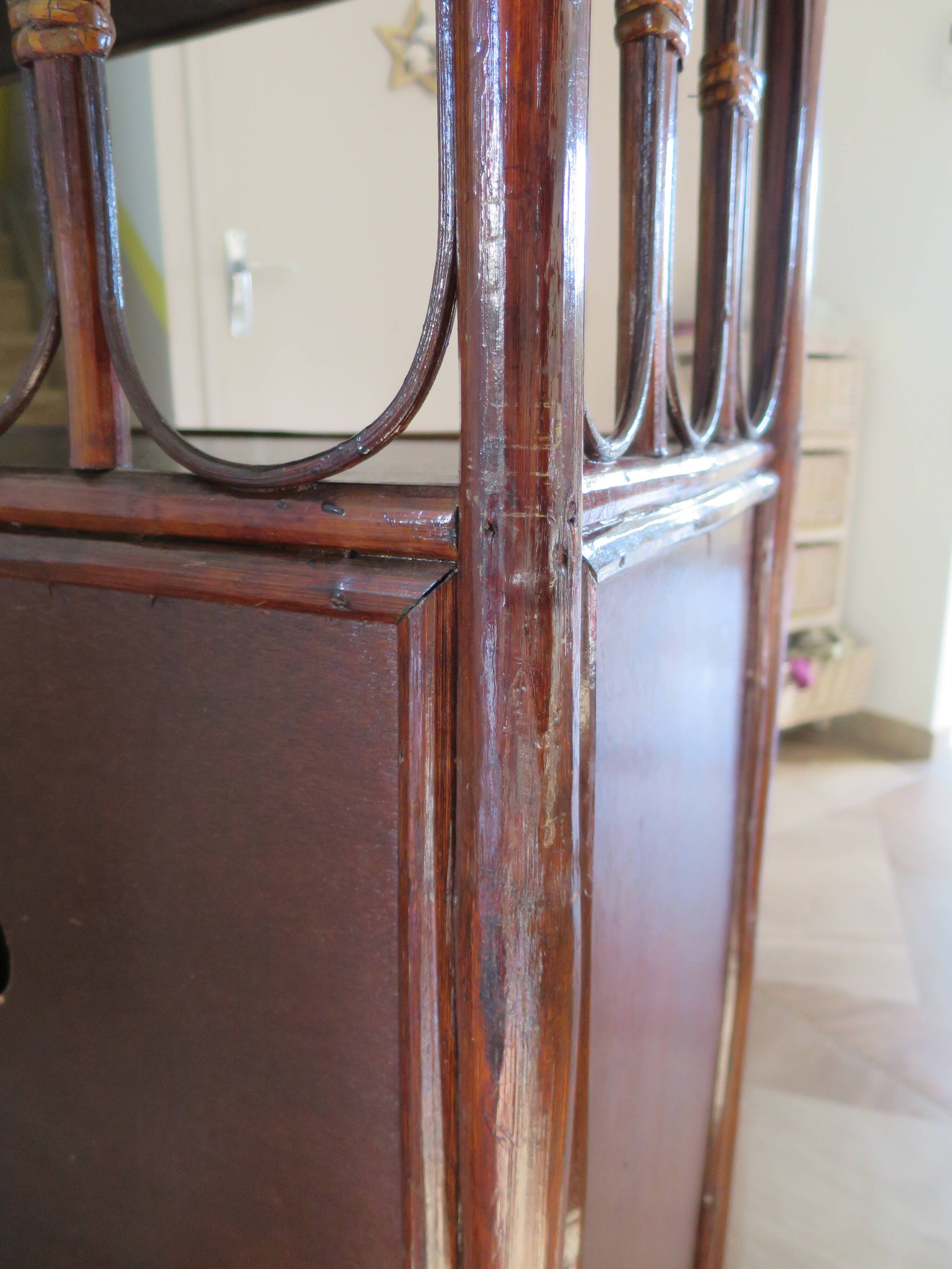 Support buffet bibus woven rattan 2 doors in caning - vintage 60s/70s