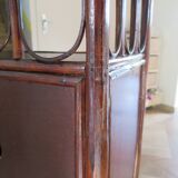 Support buffet bibus woven rattan 2 doors in caning - vintage 60s/70s