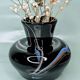 Vase Verrerie de Maure - Vieil black and scrolls